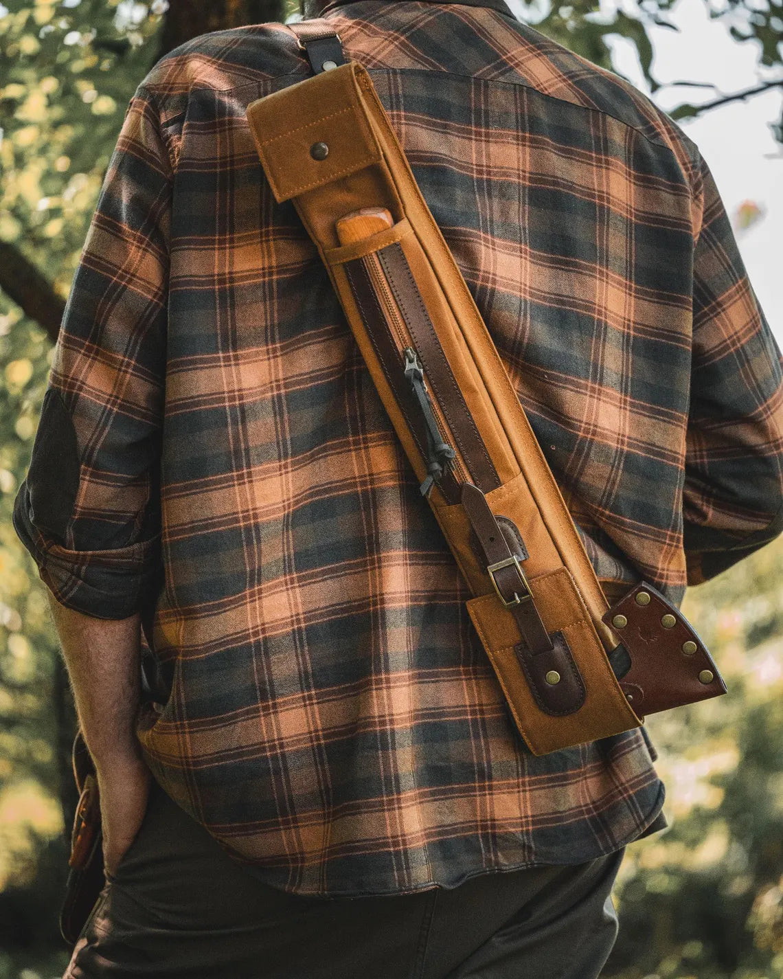 Dry Waxed Canvas Bushcraft Axe and Saw Sling in Desert