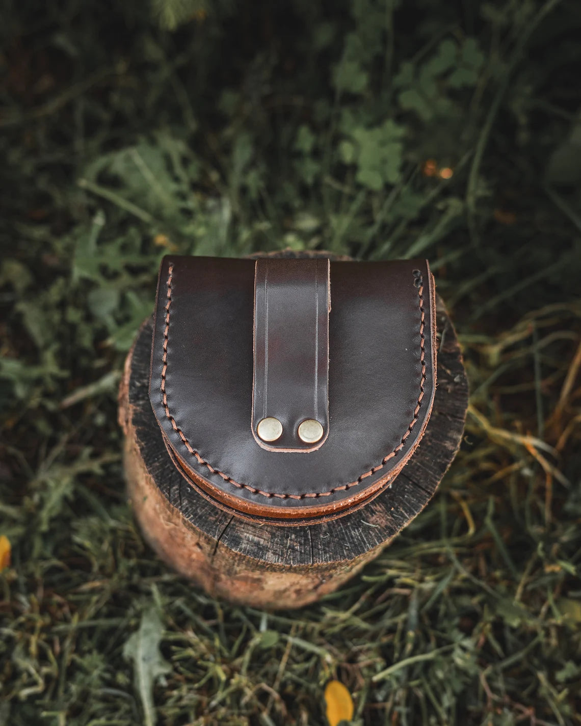 Round Bushcraft Leather Belt Bag for Tin Kits - Tin Included