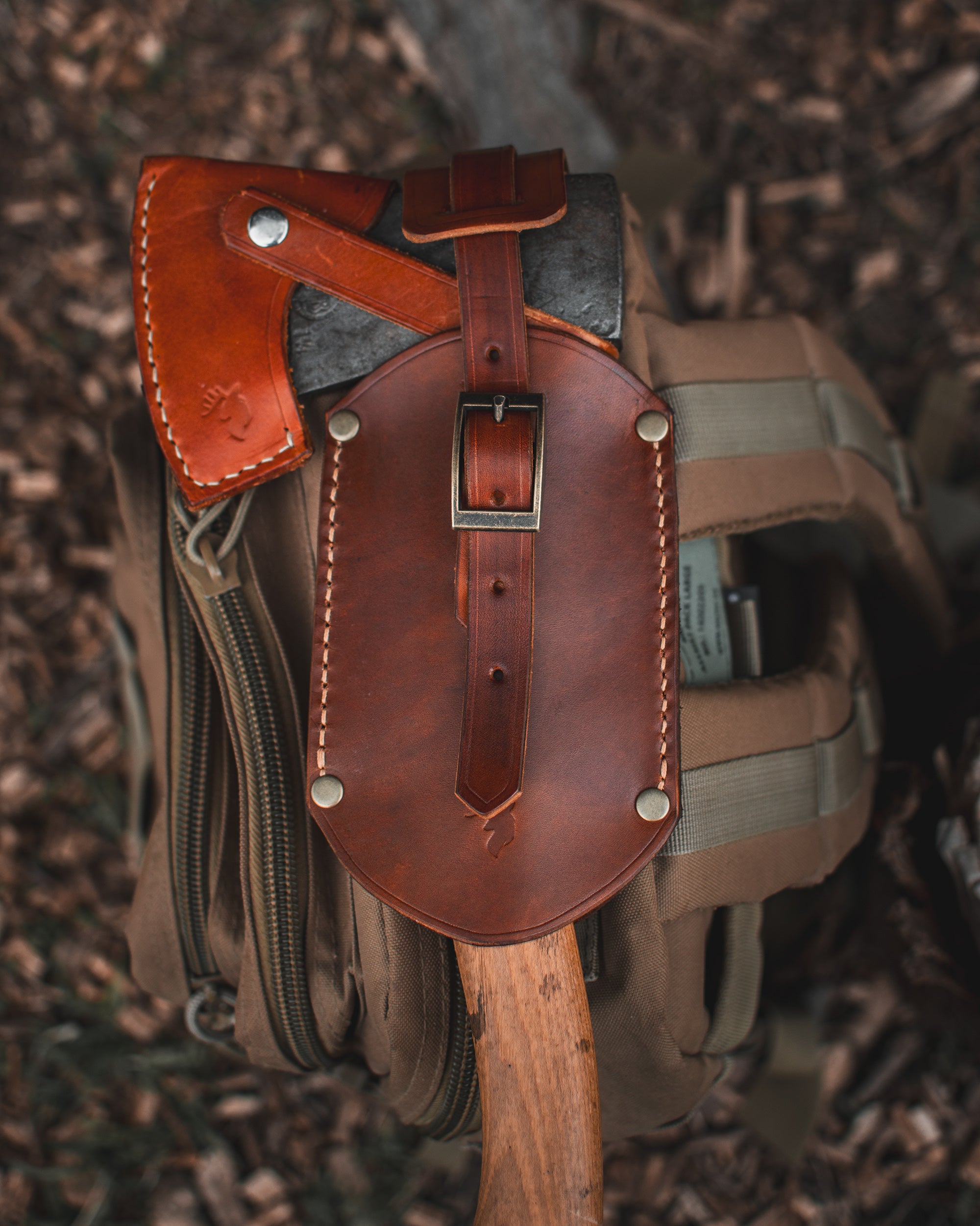 Bushcraft Backpack Leather Axe MOLLE Holster