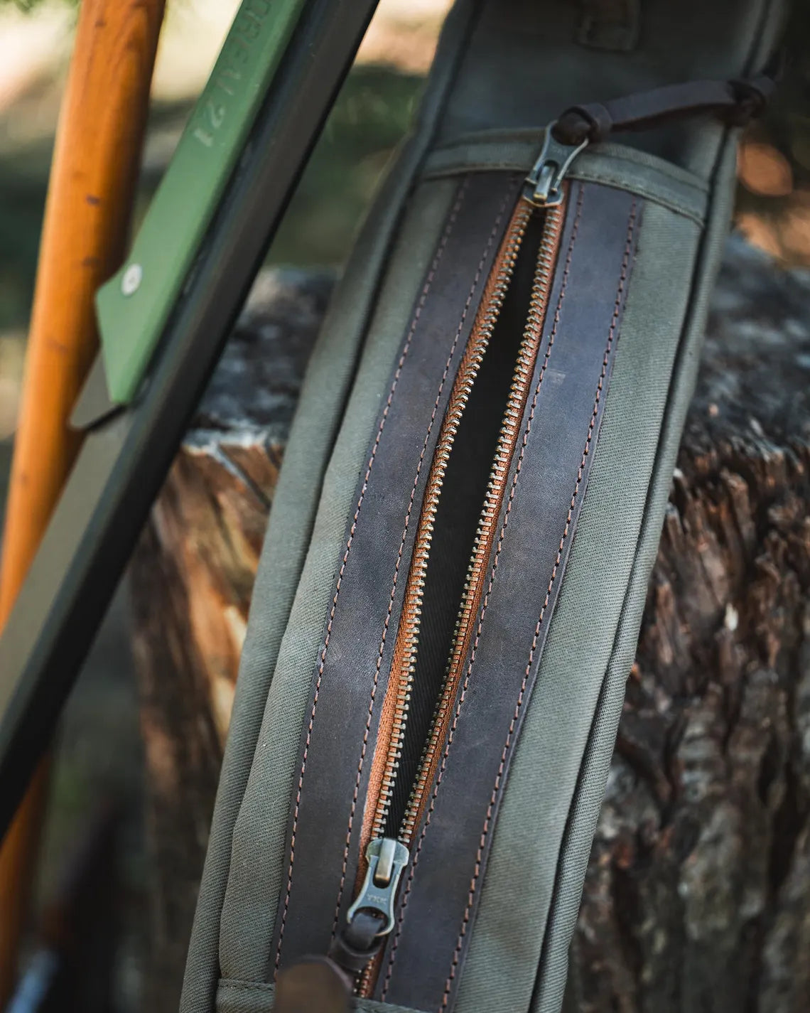 Dray Waxed Canvas Bushcraft Axe and Saw Sling in Khaki Green
