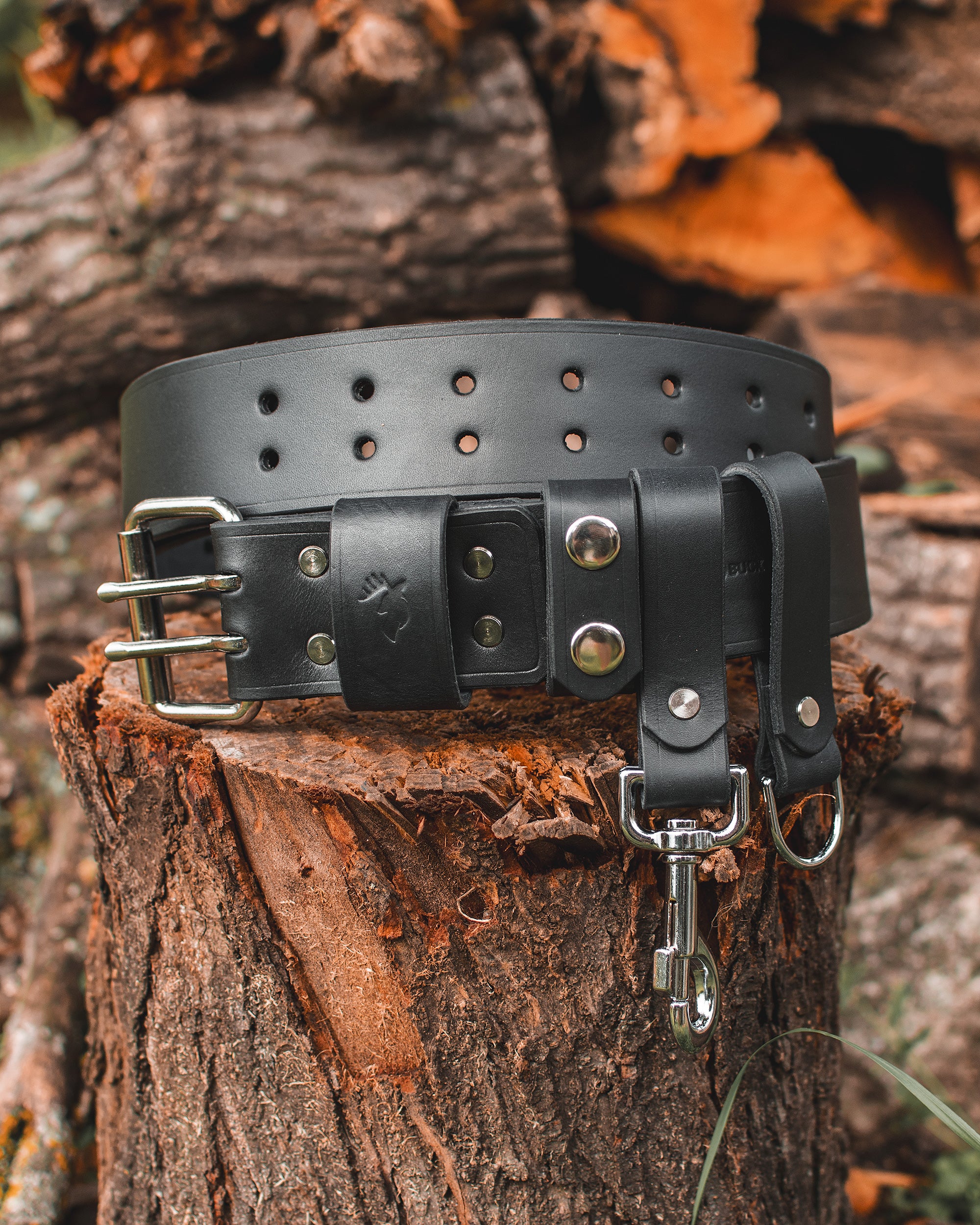 Handmade Leather Double Prong Bushcraft Utility Belt by The Wild