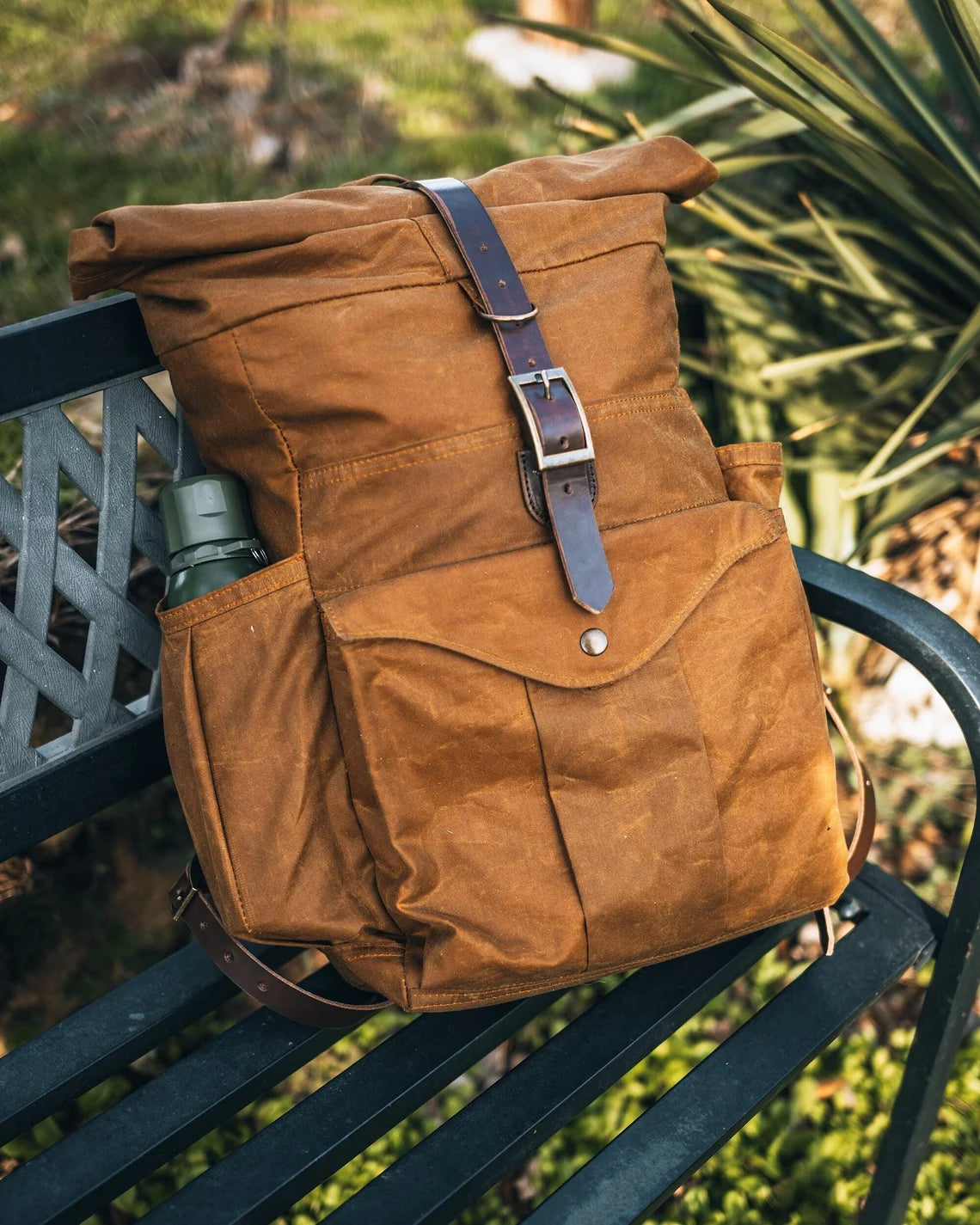 Oilskin Outdoor Roll Top Backpack in Coyote Desert