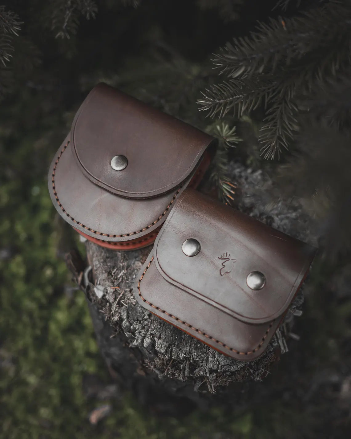 Round Bushcraft Leather Belt Bag for Tin Kits - Tin Included
