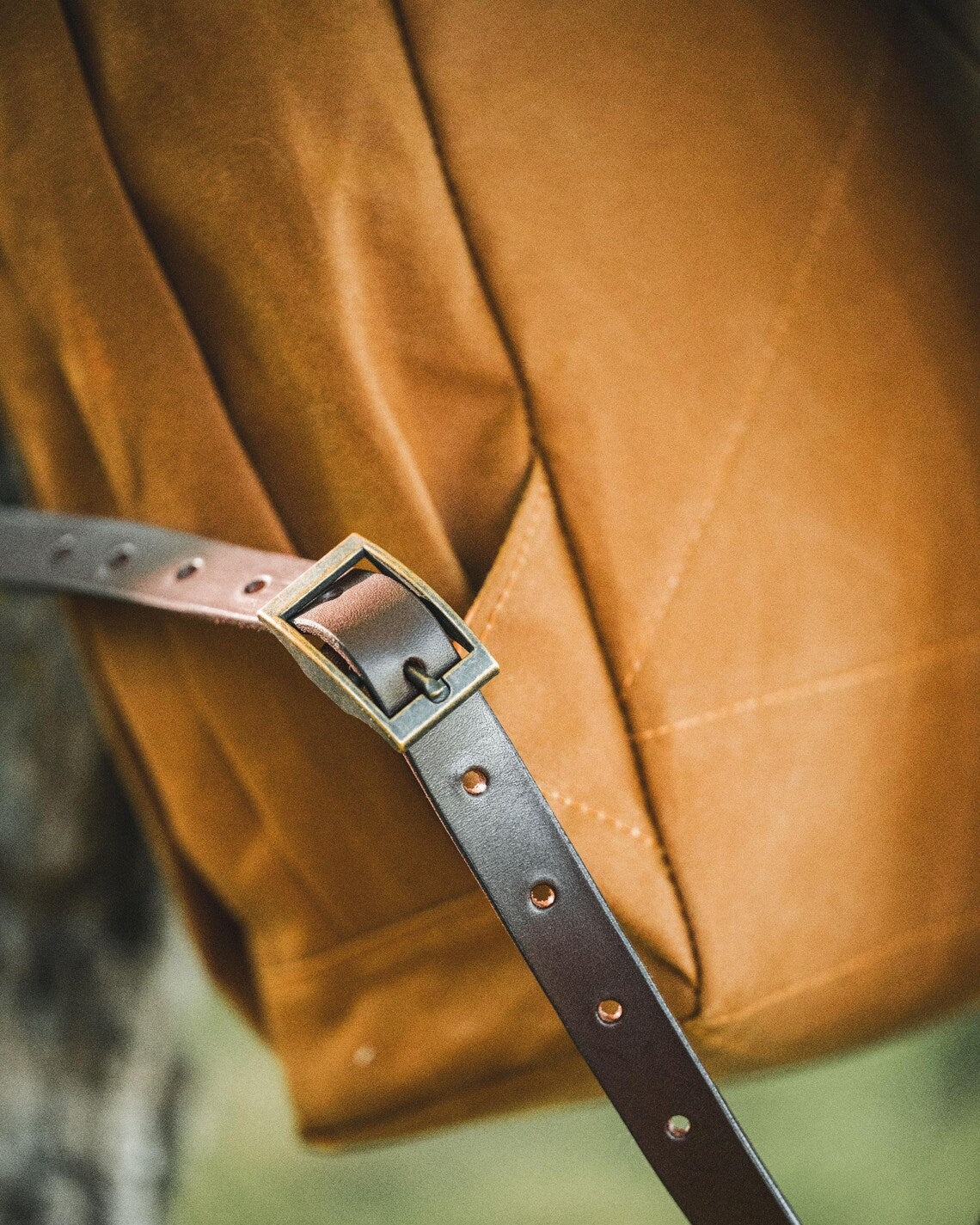 Dry Waxed Canvas Rolltop Backpack in Coyote Desert