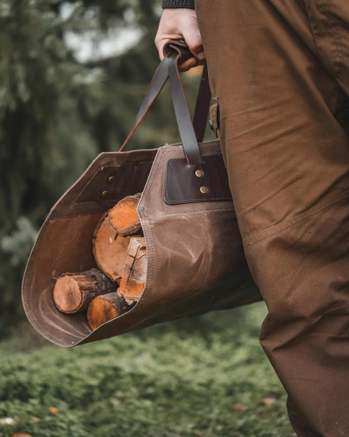 Waxed Canvas Firewood Log Carrier