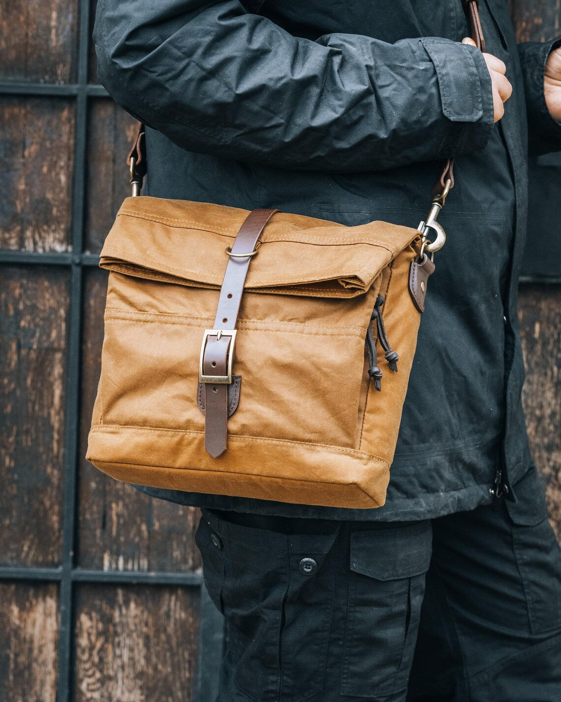 Rolltop Oilskin Canvas Satchel
