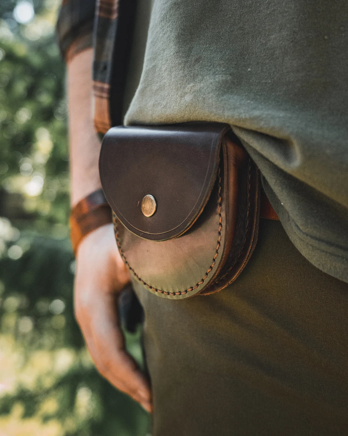 Round Bushcraft Leather Belt Bag for Tin Kits - Tin Included