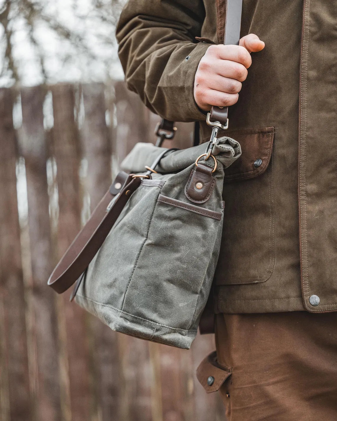 Waxed Canvas RollTop Trail Tote Messenger Bag