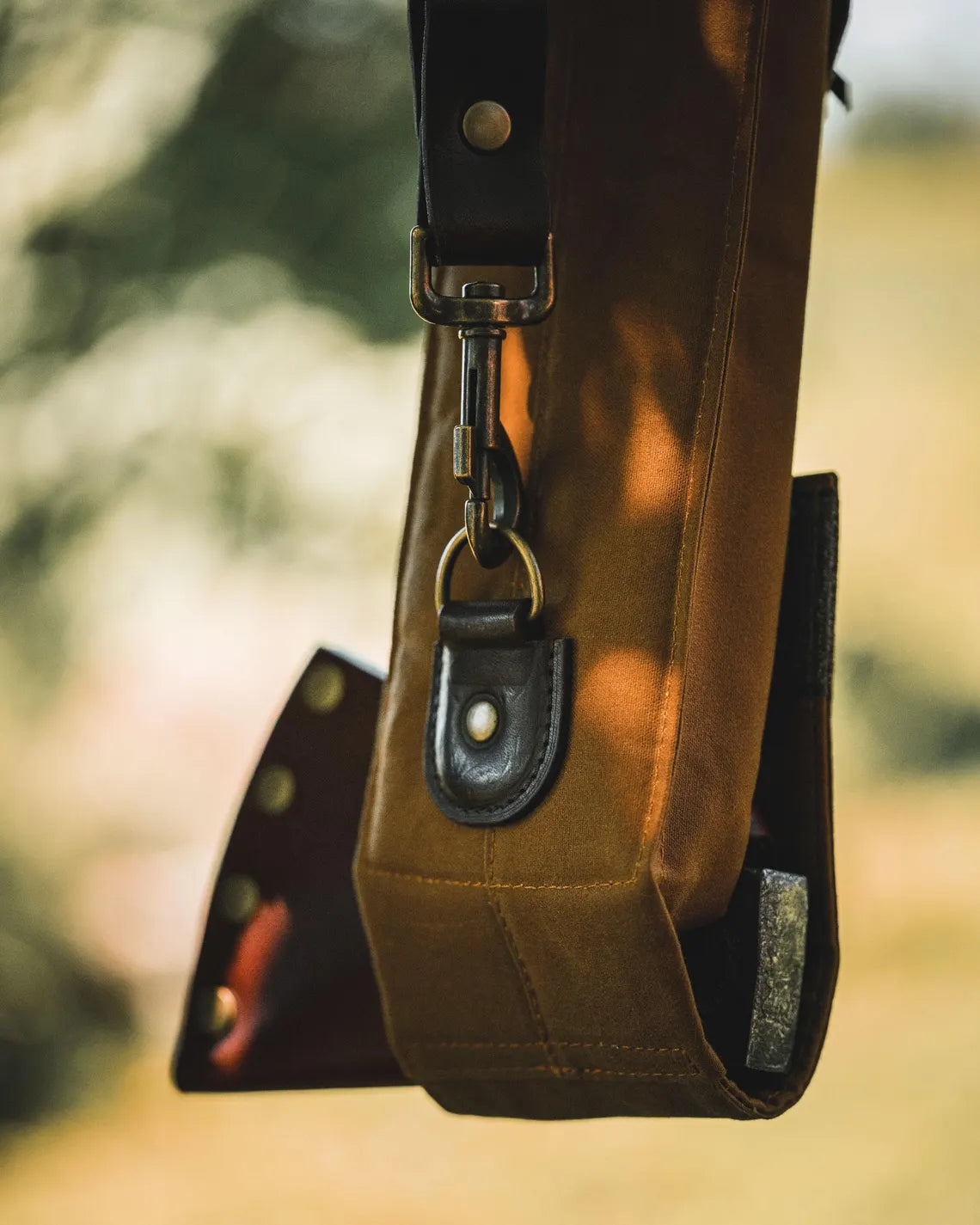 Dry Waxed Canvas Bushcraft Axe and Saw Sling in Desert