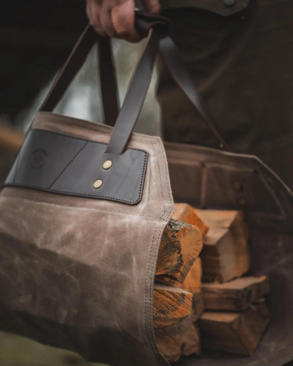 Waxed Canvas Firewood Log Carrier