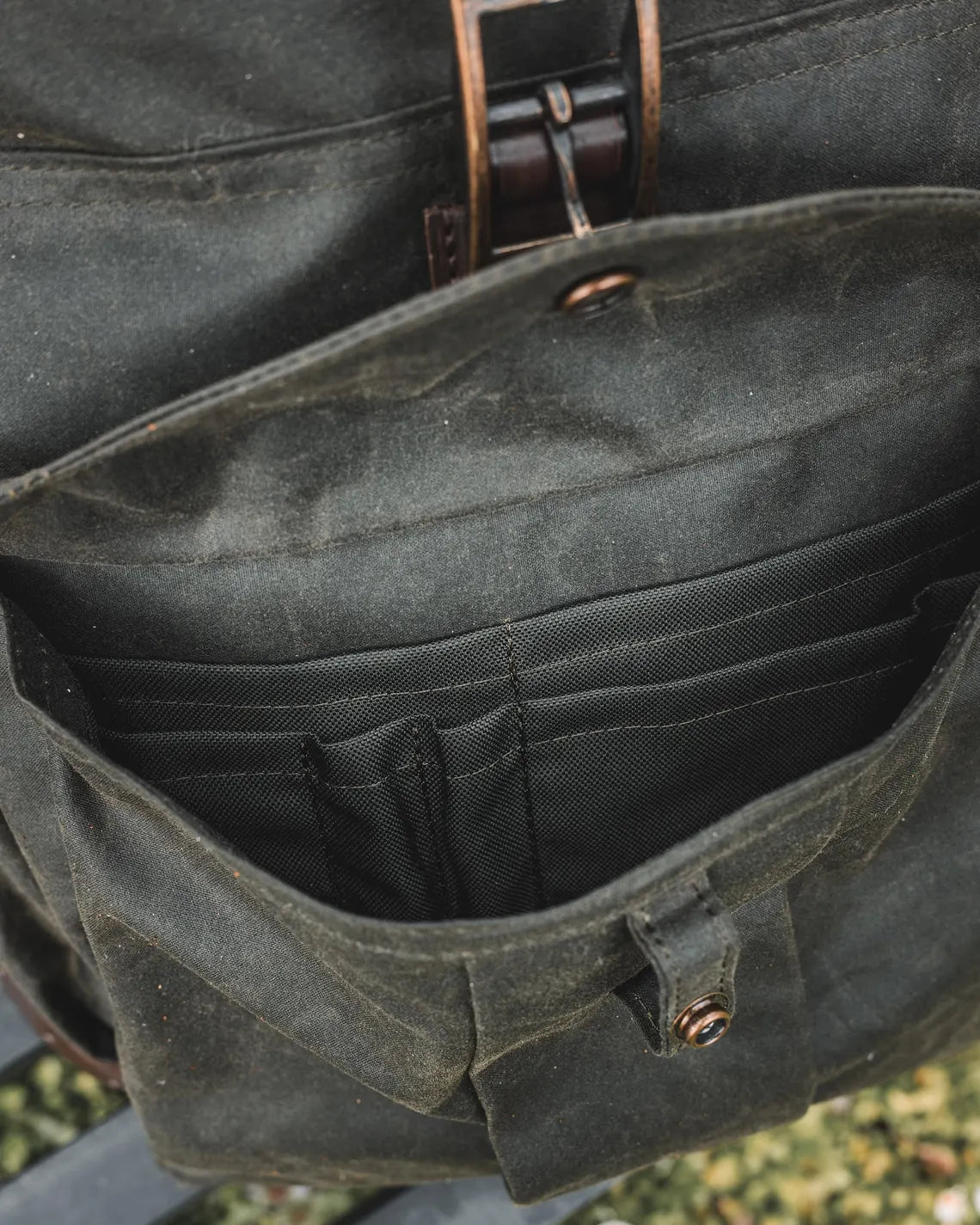 Oilskin Rolltop Backpack in Khaki Green