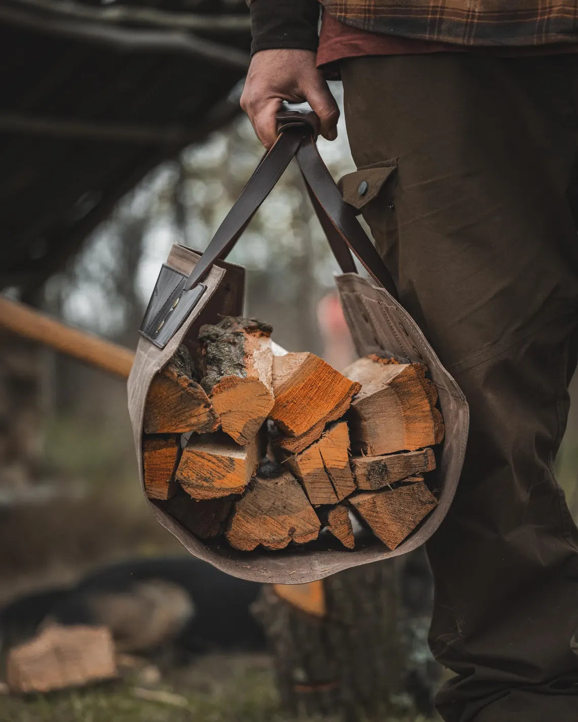 Waxed Canvas Firewood Log Carrier