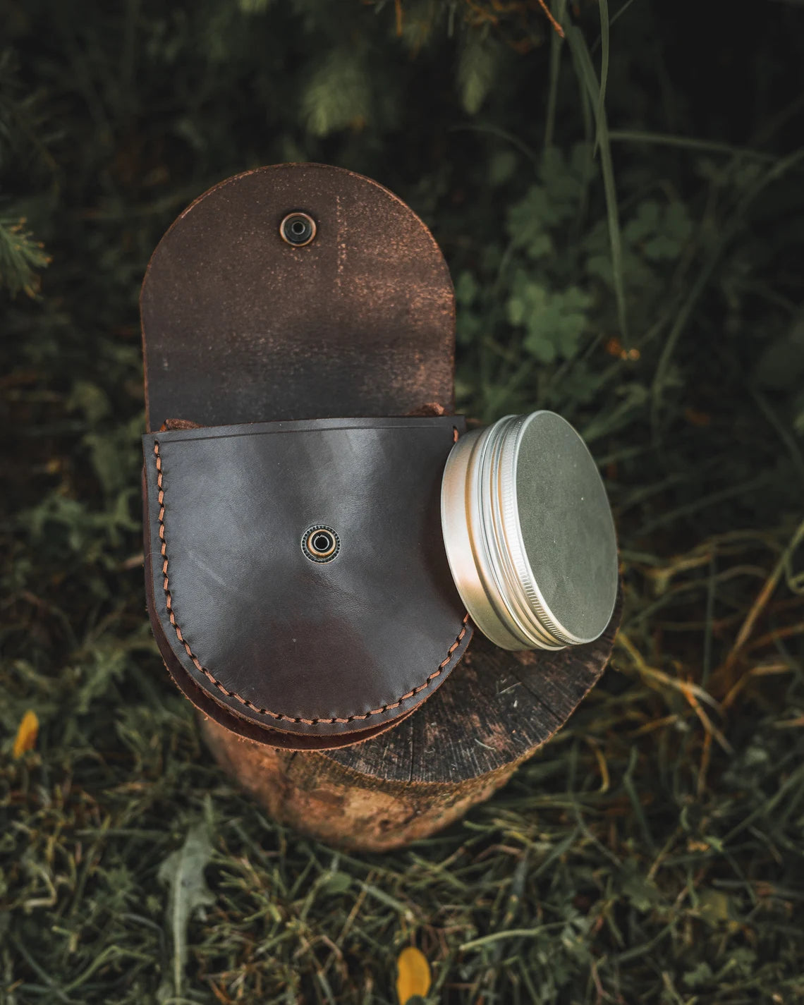 Round Bushcraft Leather Belt Bag for Tin Kits - Tin Included