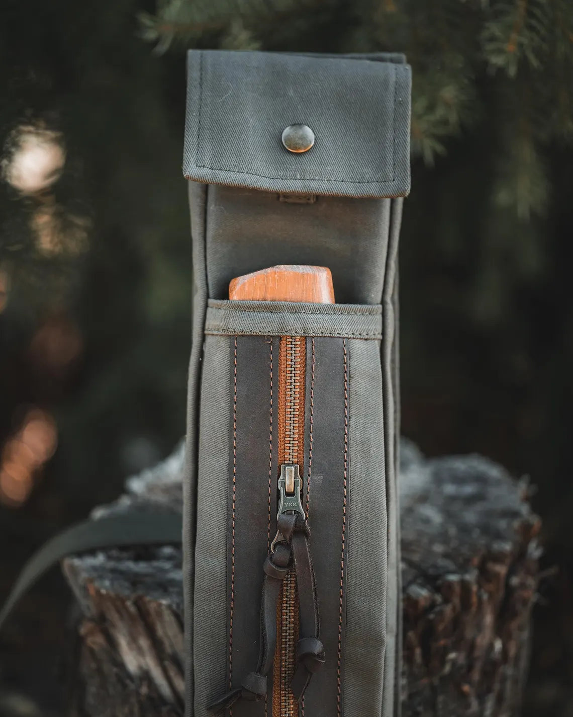 Dray Waxed Canvas Bushcraft Axe and Saw Sling in Khaki Green