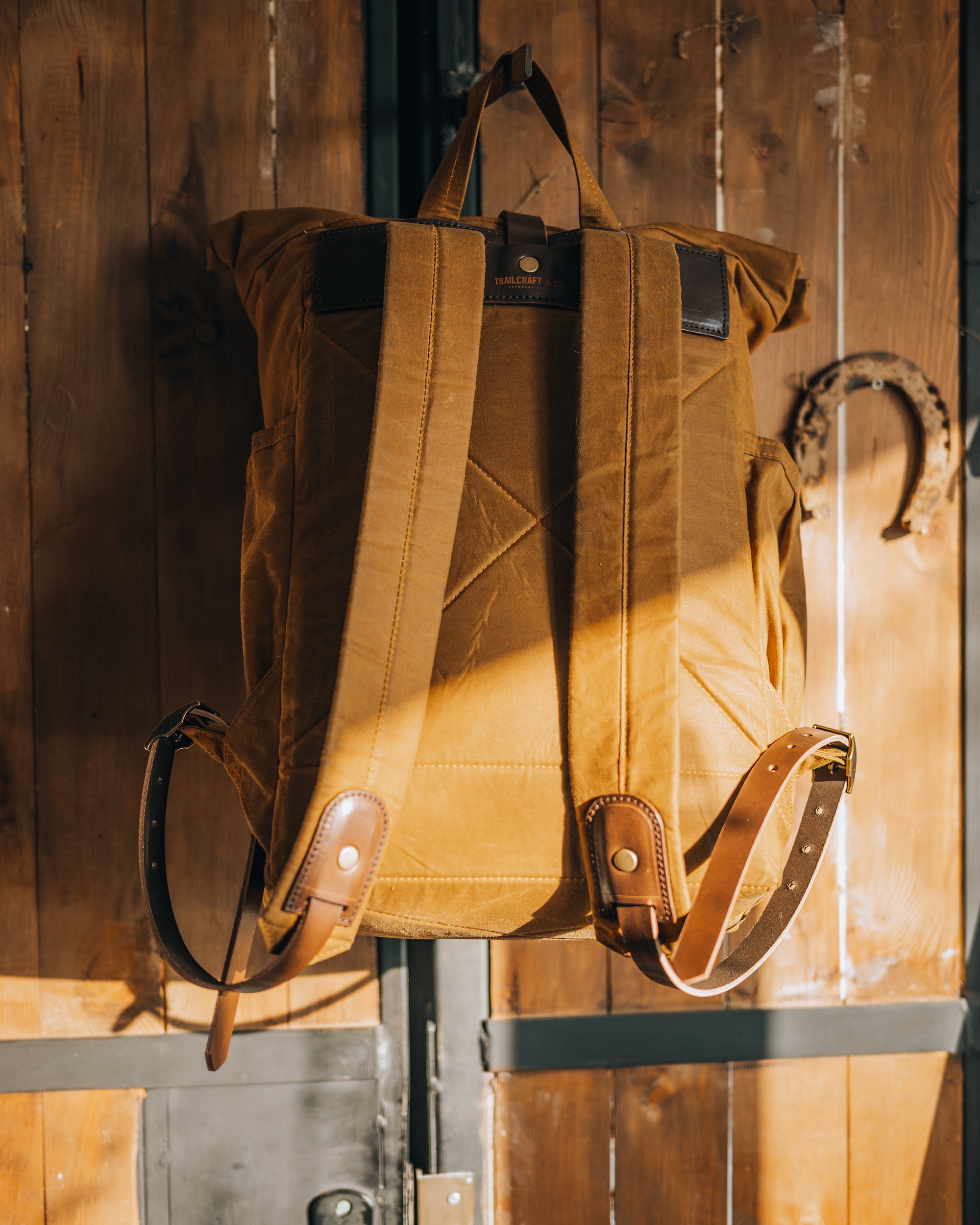 Outdoor Waxed Canvas Oilskin Roll Top Backpack