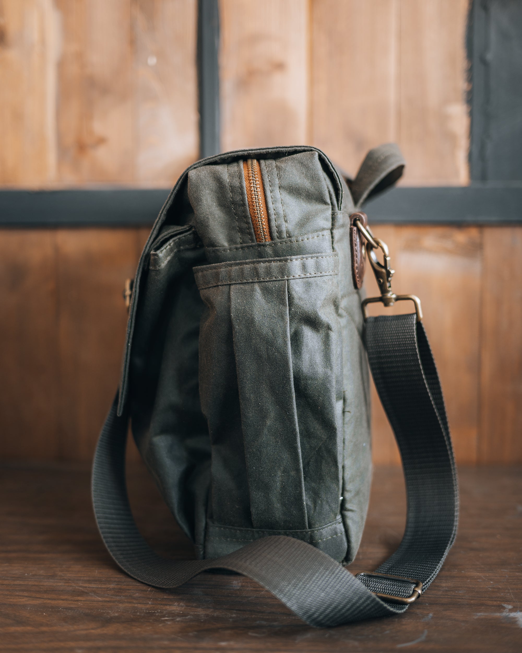 Waxed Canvas Oilskin Small Messenger Bag