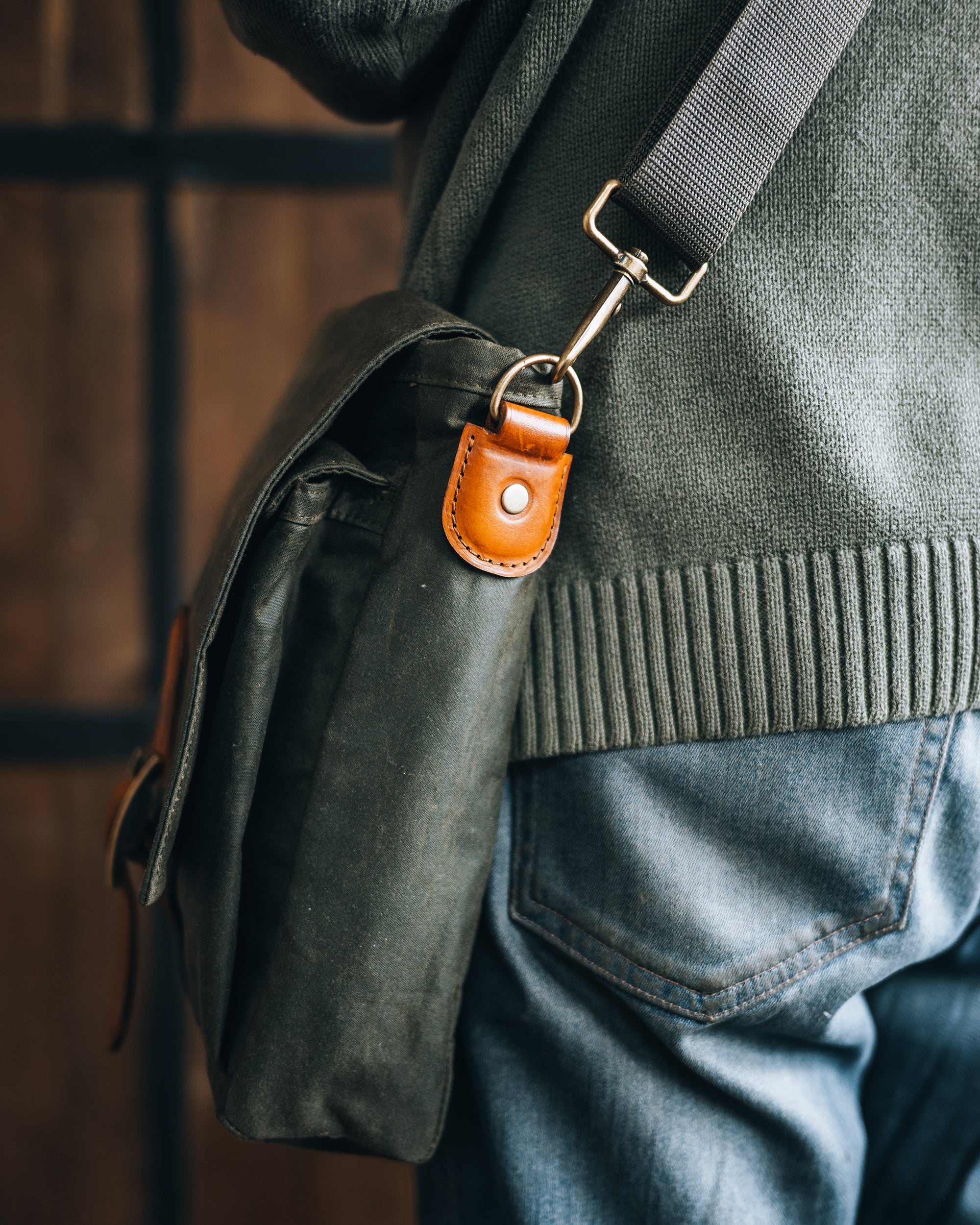 Waxed Canvas Oilskin Satchel in Dark Olive