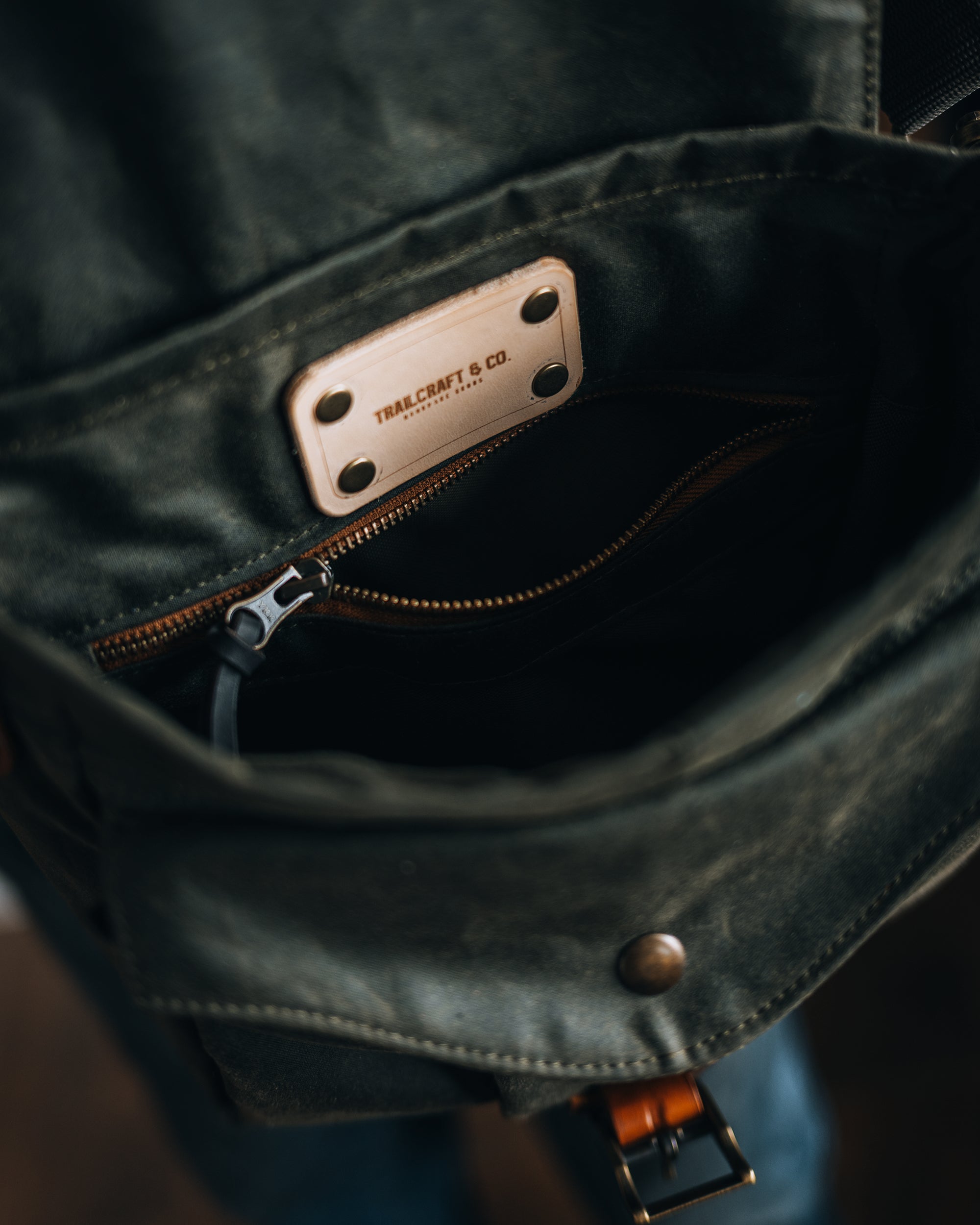 Waxed Canvas Oilskin Satchel in Dark Olive