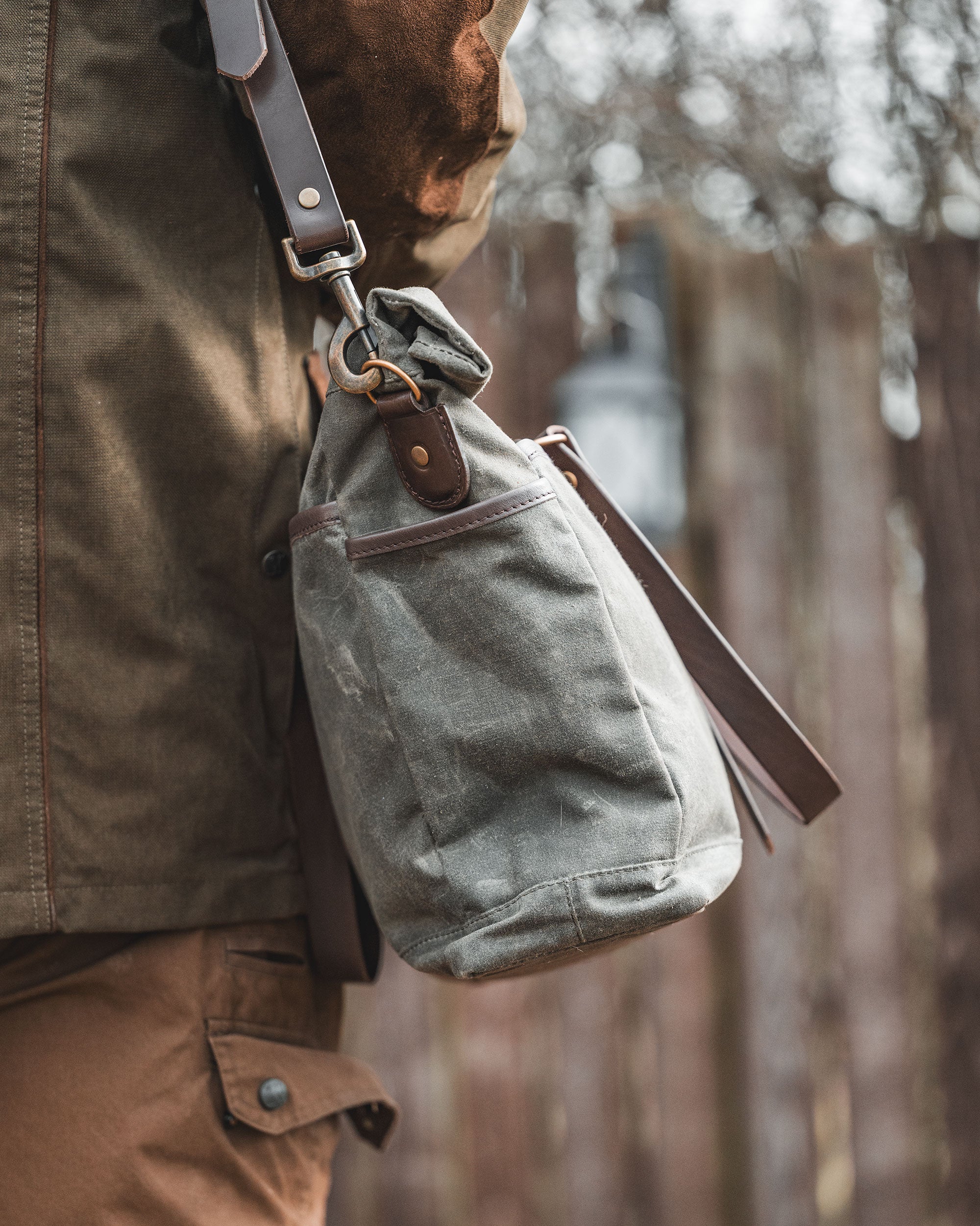 Waxed Canvas RollTop Trail Tote Messenger Bag