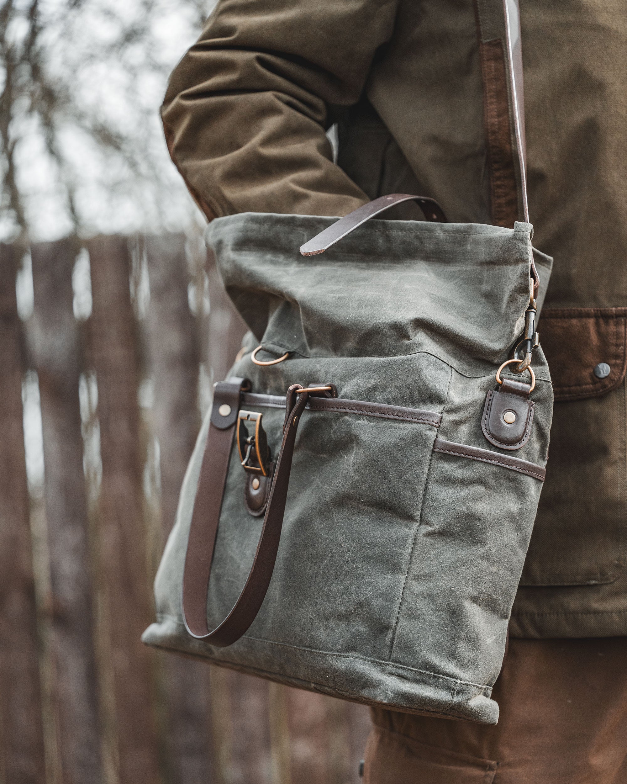 Waxed Canvas RollTop Trail Tote Messenger Bag