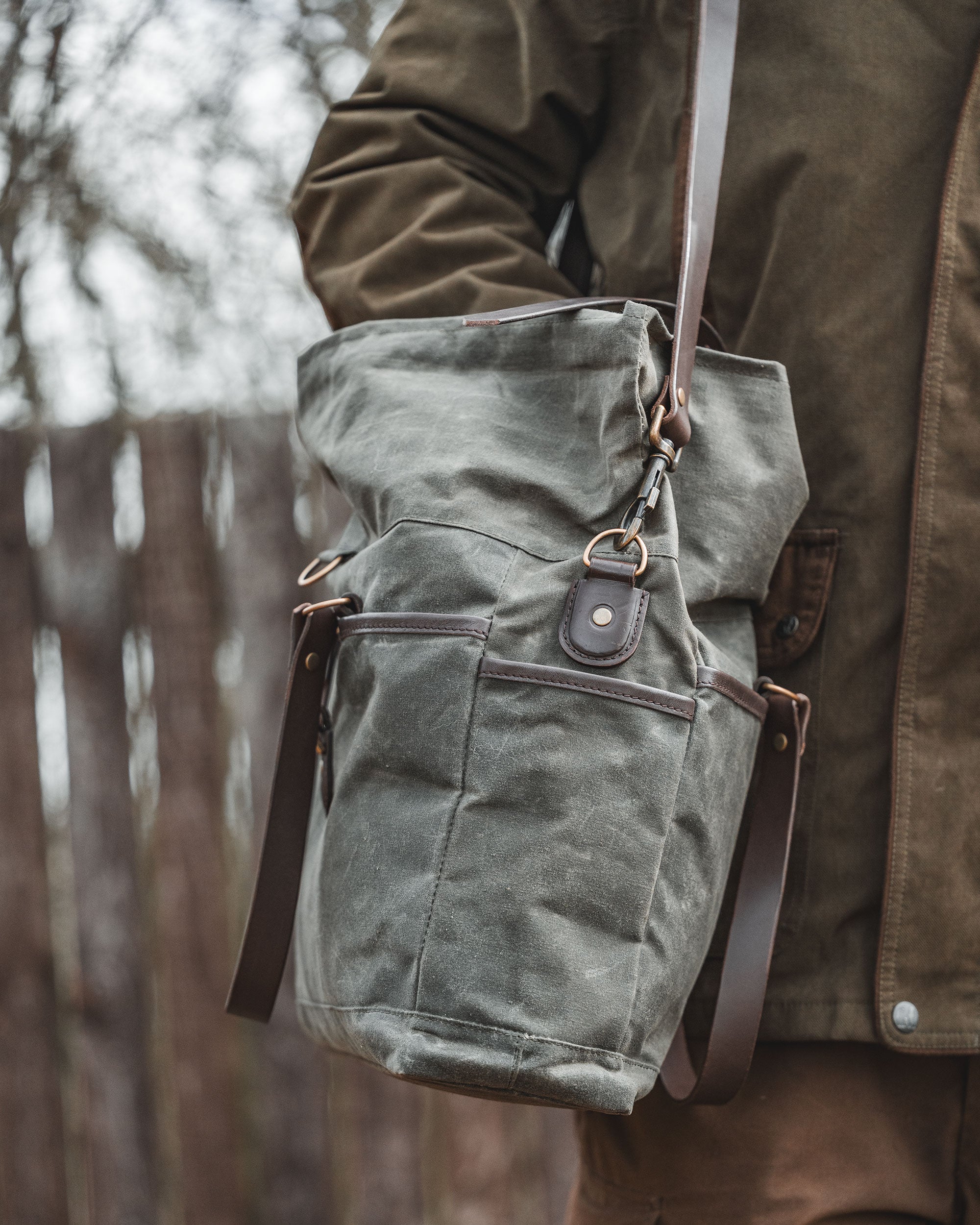 Waxed Canvas RollTop Trail Tote Messenger Bag