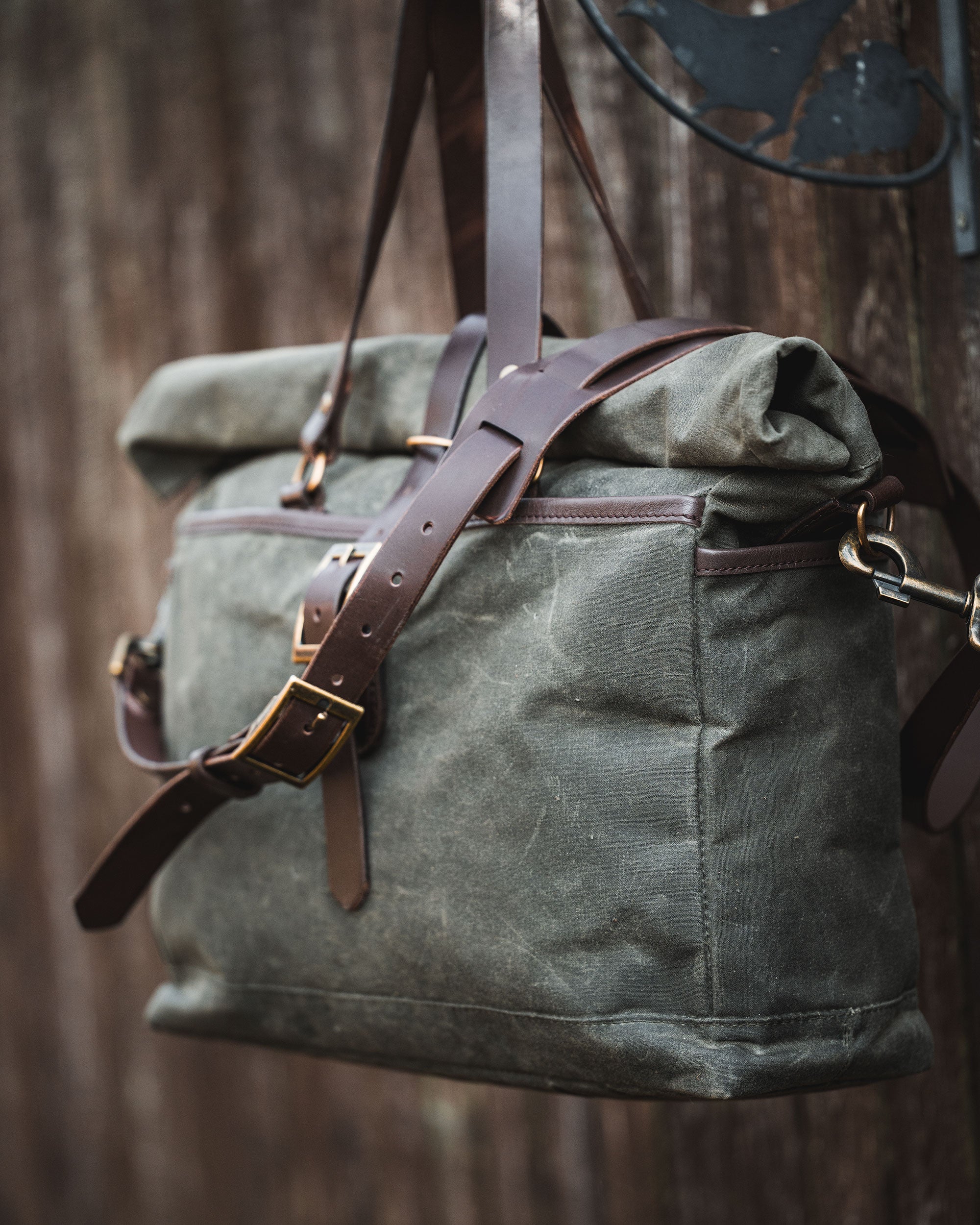 Waxed Canvas RollTop Trail Tote Messenger Bag