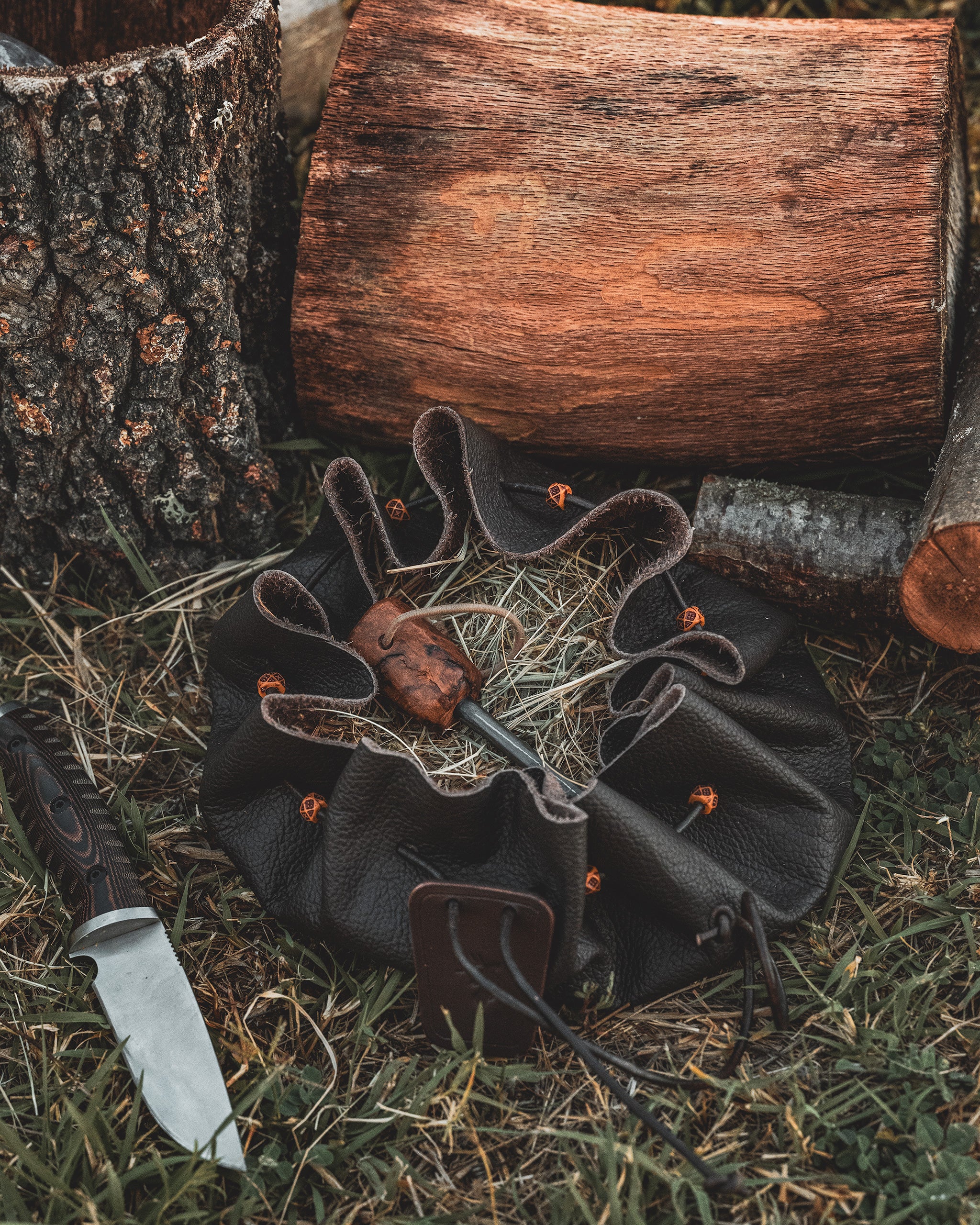 Traditional Bushcraft Leather Tinder Pouch