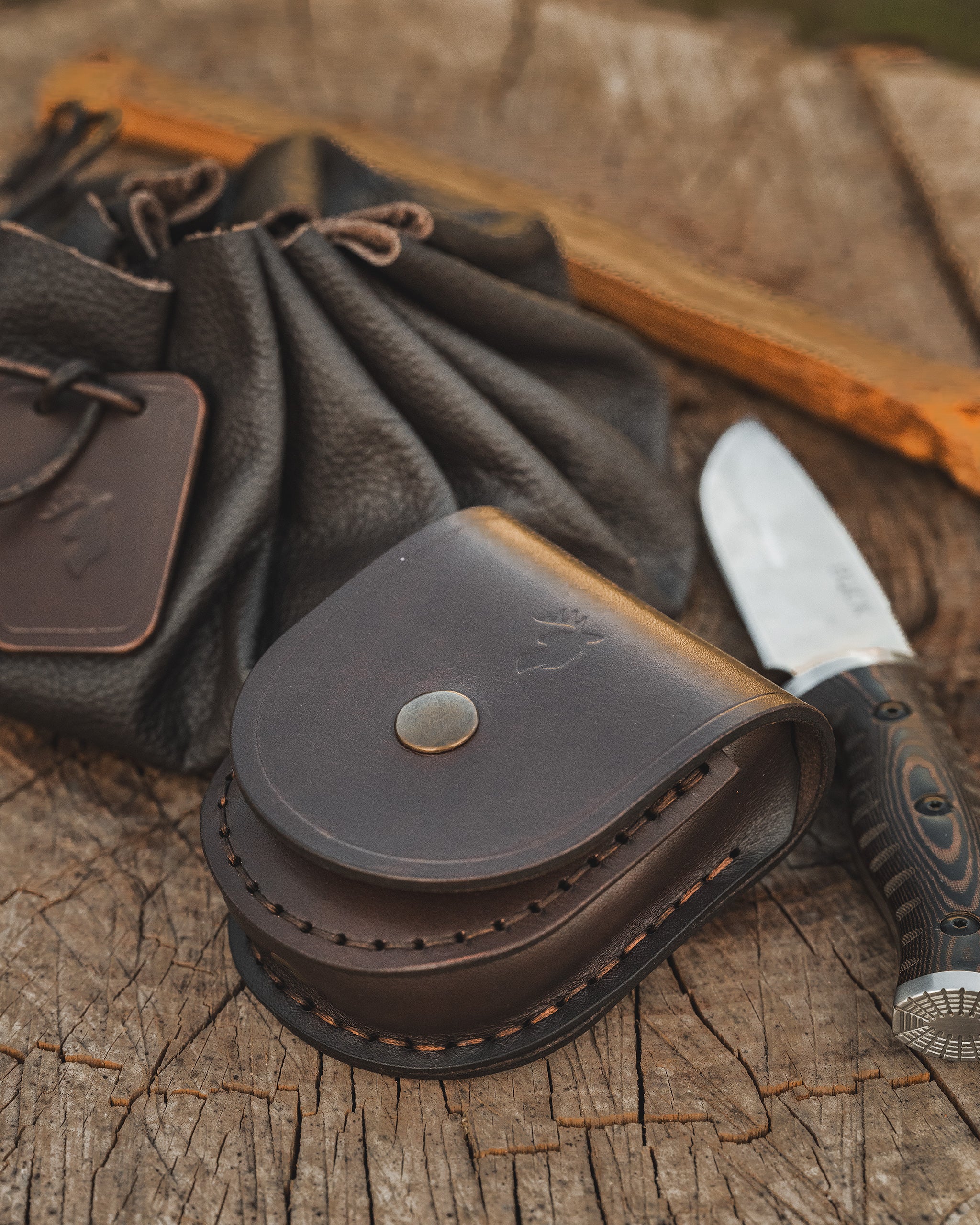 Lensatic Compass Leather Belt Pouch