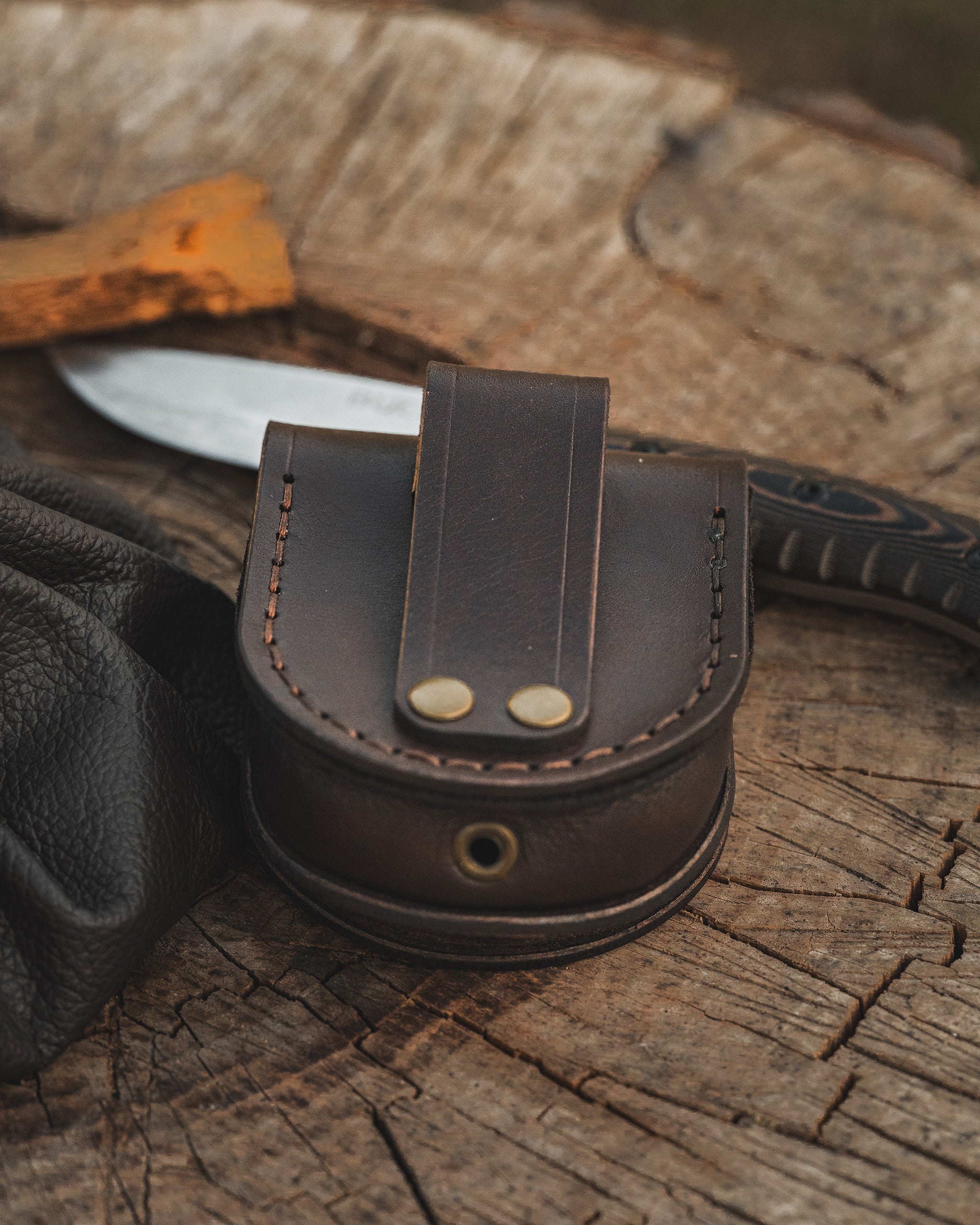 Lensatic Compass Leather Belt Pouch