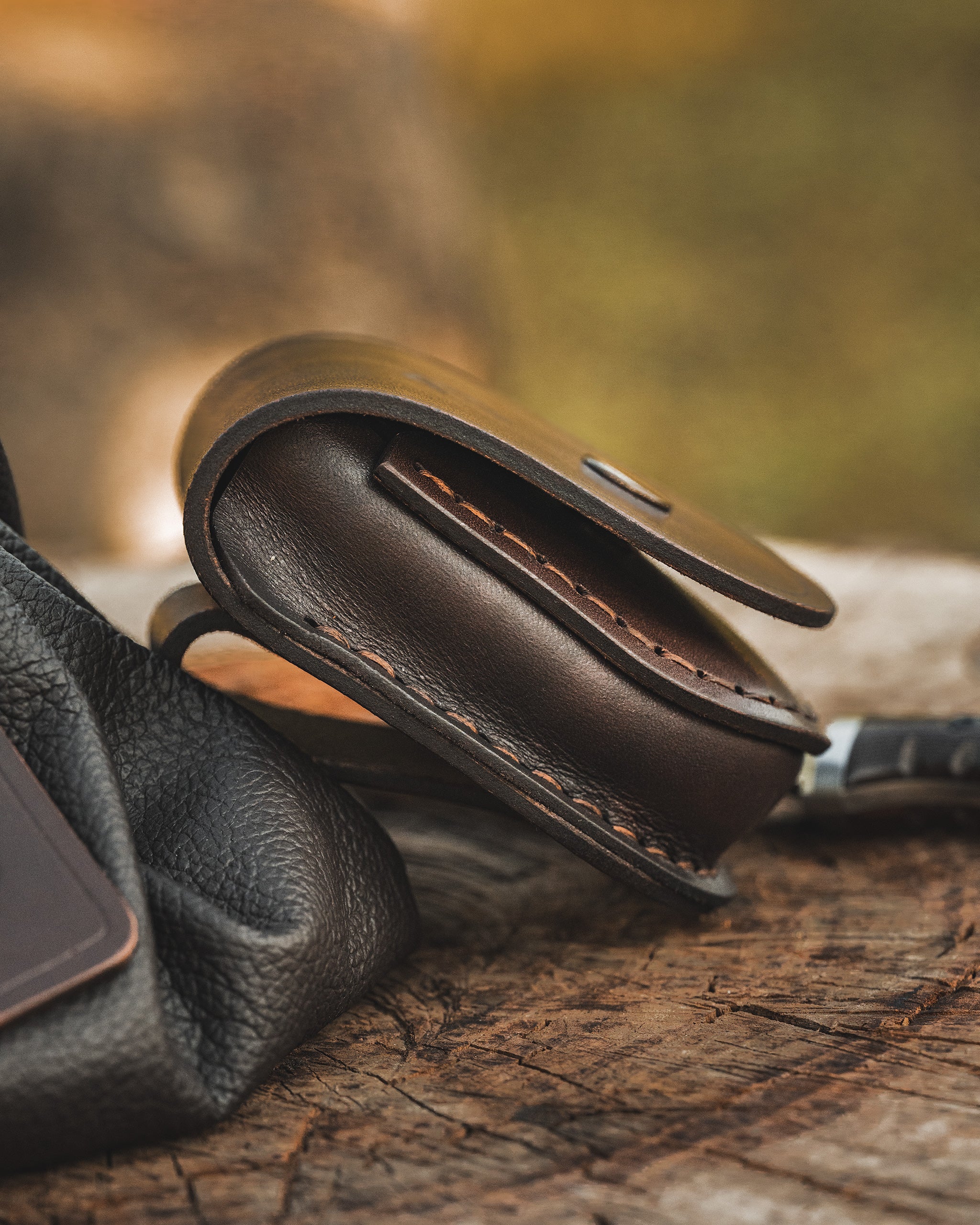 Lensatic Compass Leather Belt Pouch
